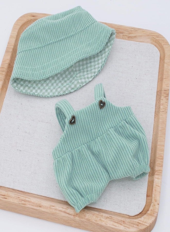 Etistta 6.7 inch Doll Clothes with Hat, Corduroy Bib Pants Overalls for 17cm Doll Accessories Outfits (Green) - Image 2